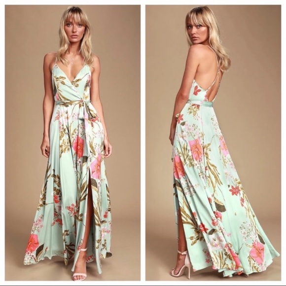 Lulus Still the One Sage Green Floral Print Satin Maxi Dress - Picture 2 of 10